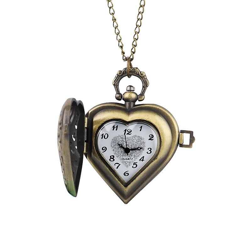 Vintage Heart Pocket Watch Necklace Unique watch Gifts for Women