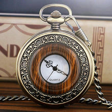 Vintage Wood Imitation Pocket Watch Necklace