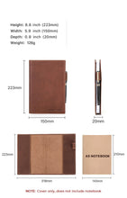 Vintage Leather Notebook Cover with Pen Holder