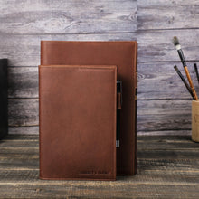 Vintage Leather Notebook Cover with Pen Holder