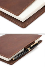 Vintage Leather Notebook Cover with Pen Holder