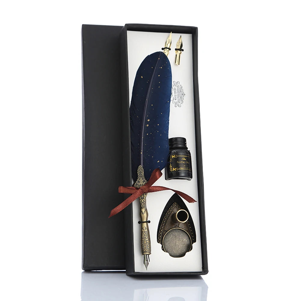 Vintage Feather Quill Pen Gift Set