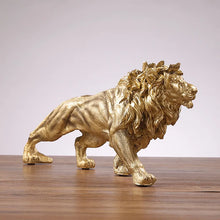 Golden Lion Resin Statue- unique black and gold home decor gifts for men and women