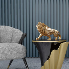 Golden Lion Resin Statue- unique black and gold home decor gifts for men and women