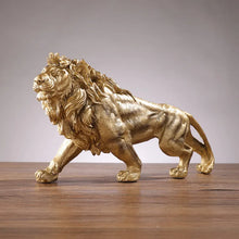 Golden Lion Resin Statue- unique black and gold home decor gifts for men and women