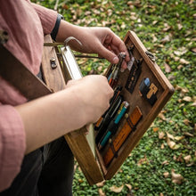 Wooden Writers Box Messenger bag with strap - unique gift for writers and artists