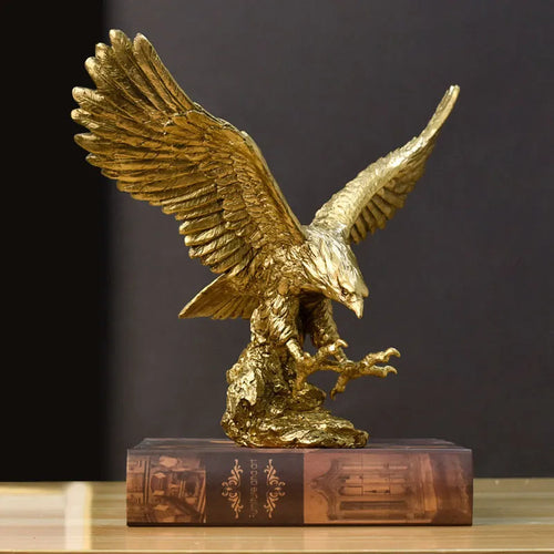 Golden Eagle Desk Statue - Unique Gold home decor accessory gift