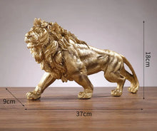 Golden Lion Resin Statue- unique black and gold home decor gifts for men and women