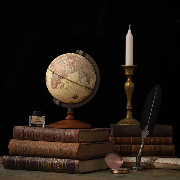 Vintage Antique Map Wooden Desk Globe