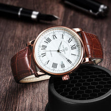 Vintage Leather Strap Watch with Calendar for Men