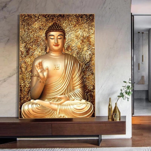 Unframed Golden Buddha Wall art on canvas  - unique and meaningful gifts for your friends and family