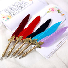 Vintage Map Feather Pen Set - Calligraphy Gift Set - Fountain Pen Set