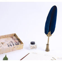 Vintage Map Feather Pen Set - Calligraphy Gift Set - Fountain Pen Set
