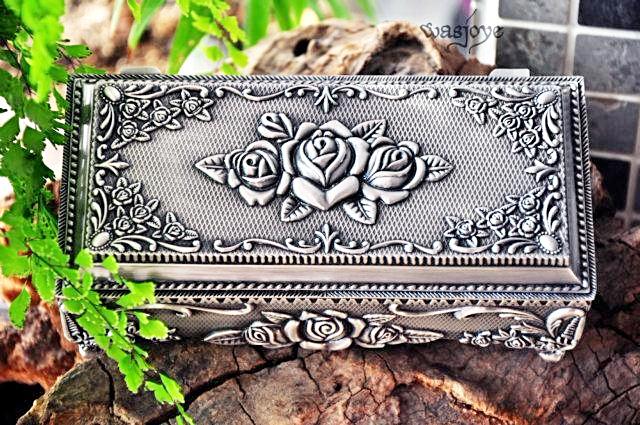 Pewter Rose Design Trinket Jewellery Box Unique Gifts for Grandma