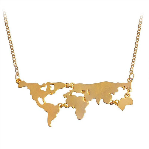 World Map Charm Pendant Necklace Unique Gifts for Travelers