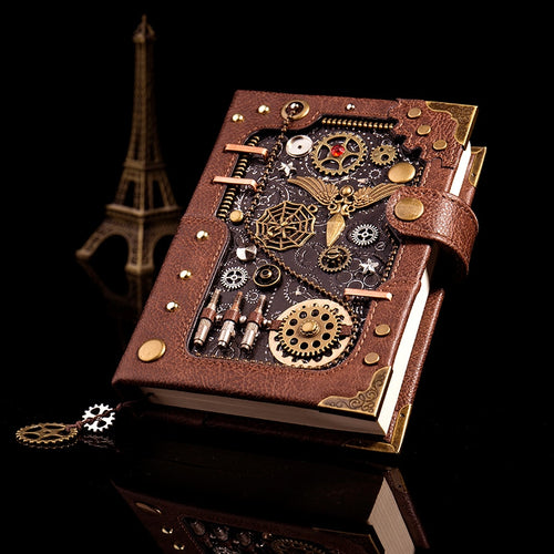 Vintage Steampunk Leather Journal A5 - Unique gifts for steampunk lovers - leather travel journal - best unique gift for writers and travellers