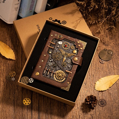 Vintage Steampunk Leather Journal A5 - Unique gifts for steampunk lovers - leather travel journal - best unique gift for writers and travellers