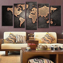 5 Pcs Vintage World Map Canvas Wall Art Home Decor Gifts Unique Gifts for Travelers