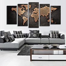 5 Pcs Vintage World Map Canvas Wall Art Home Decor Gifts Unique Gifts for Travelers