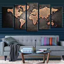 5 Pcs Vintage World Map Canvas Wall Art Home Decor Gifts Unique Gifts for Travelers