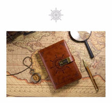 Navigation Pattern Leather Journal with Lock Leather Diary