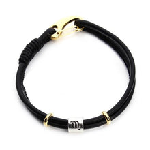 Black Handmade Leather Friendship Zodiac Bracelet