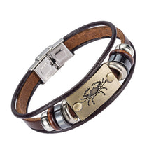 Vintage Leather Zodiac Charm Bracelet 