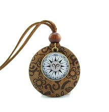 Wooden Glass Dome Compass Necklace