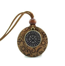 Wooden Glass Dome Compass Necklace