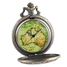 Vintage Constellation Antique Australia Map Quartz Pocket Watch Necklace