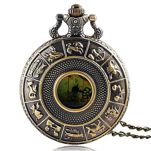 Vintage Constellation Antique Australia Map Quartz Pocket Watch Necklace