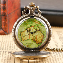 Vintage Constellation Antique Australia Map Quartz Pocket Watch Necklace
