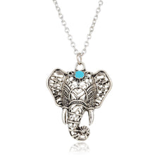 Vintage Elephant Blue Stone Pendant Necklace