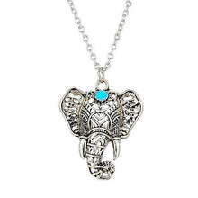 Vintage Elephant Blue Stone Pendant Necklace