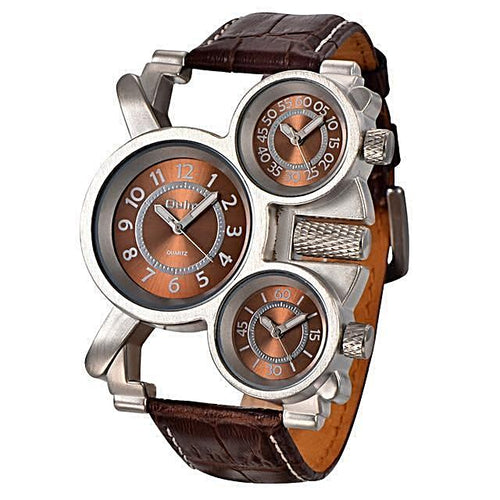 Unique Three Time Zones Quartz Men's Watch Unique Gifts for Men Unique Watches