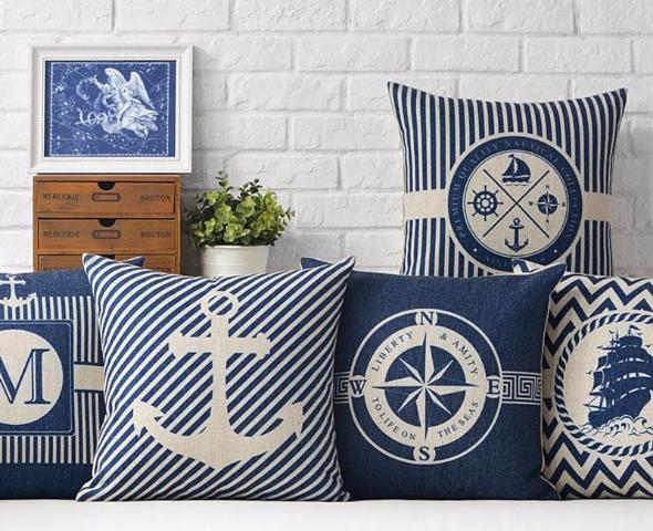 Anchor Pattern Nautical Style Cushion Covers