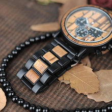 Wood and Stainless Steel Men's Watch in Wooden Box Gifts for Him