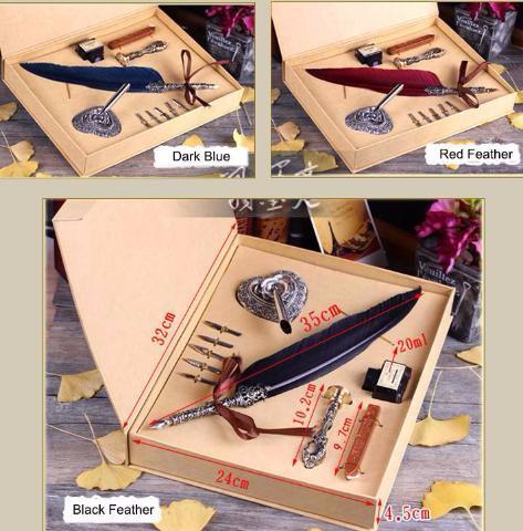 Vintage Swan Feather Quill Pen and Wax Seal Set - Calligraphy Gifts –  CharliesTopDrawer