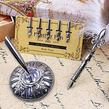 Vintage Map Feather Quill Pen Set - Calligraphy Gifts