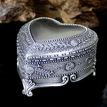 Pewter Plated Heart Vintage Trinket Jewellery Box