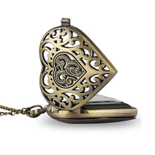 Vintage Quartz Heart Pocket Watch Pendant Necklace