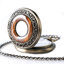 Vintage Wood Imitation Pocket Watch Necklace