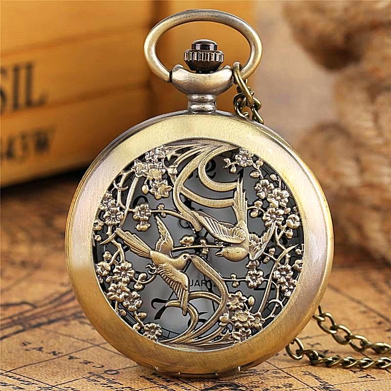 Vintage Magpie Pocket Watch Necklace - Unique Watches - Fob Watches
