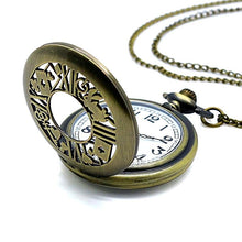 Vintage Bronze Alice in Wonderland Pocket Watch Necklace Unique Watches Fob Watch