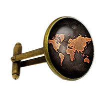 Vintage Black Globe World Map Cufflinks Unique Men's Accessories Unique Gifts for Travelers