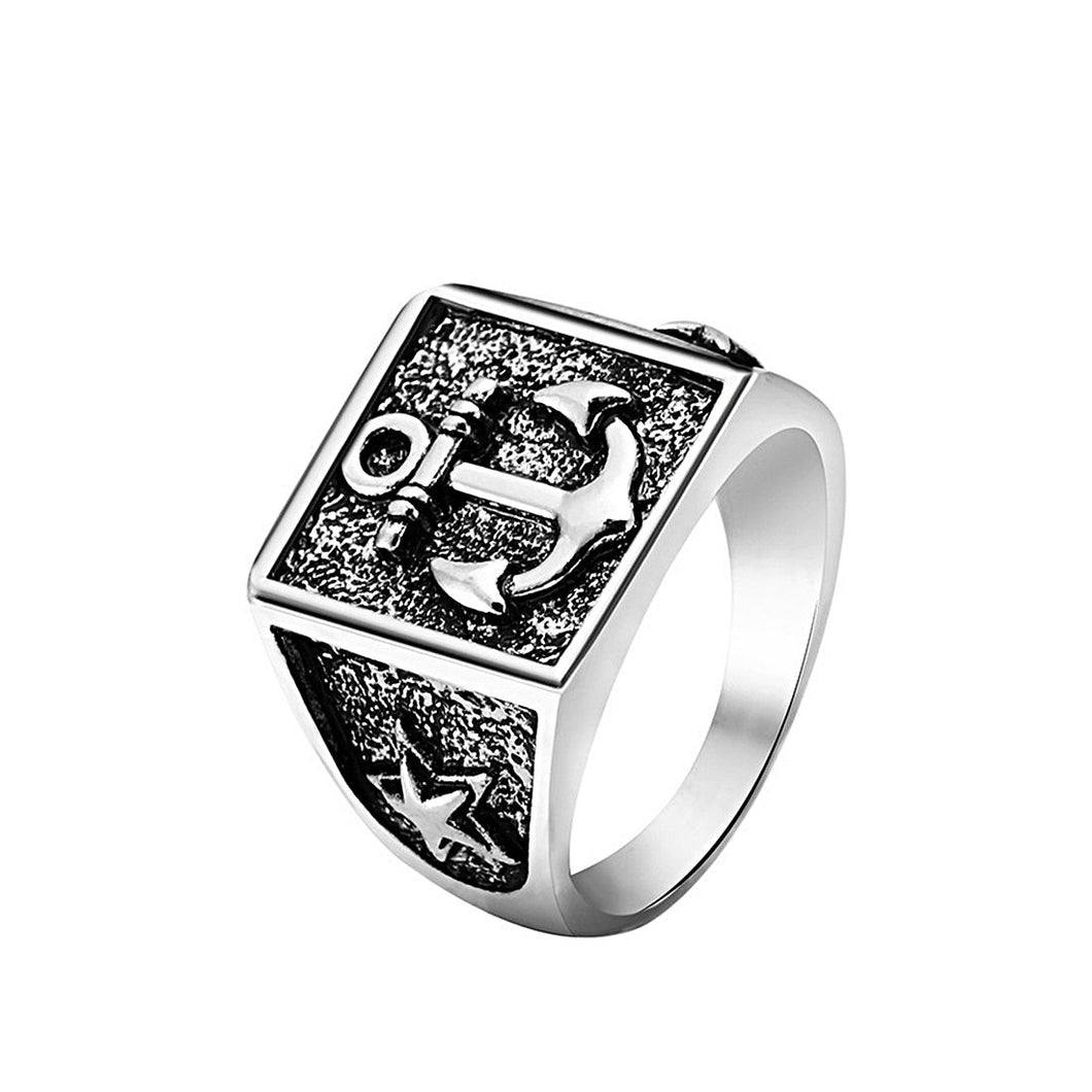 Vintage Square Anchor Ring For Men Gifts for Men Nautical Jewelry