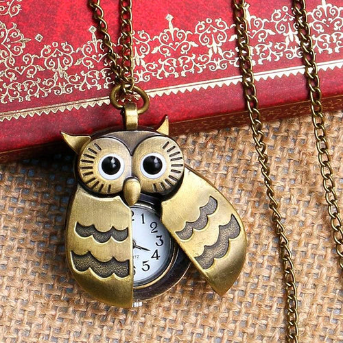 Vintage Owl Pocket Watch Necklace Unique Gifts for Owl Lovers