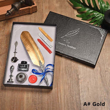 Feather fountain pen set with sealing wax and stamp Calligraphy gifts set