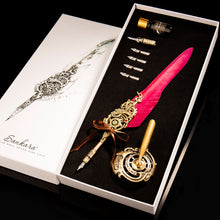 Stunning luxury fountain feather pen gift set perfect unique gift for all calligraphers, writers